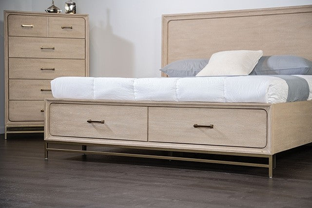 Sandnes Light Oak Queen Bed w/ FB Storage