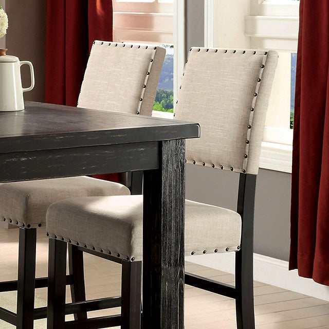 Sania Antique Black 54" Square Counter Height Table