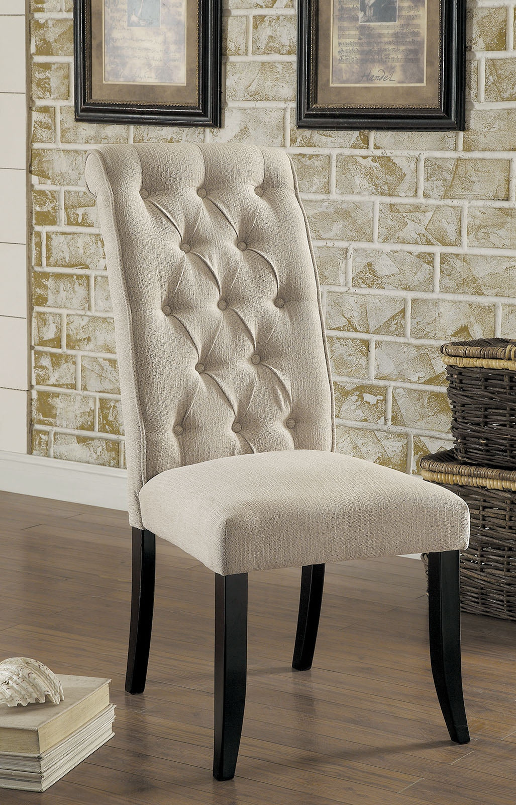 Sania Antique Black/Beige 9 Pc. Dining Room Set