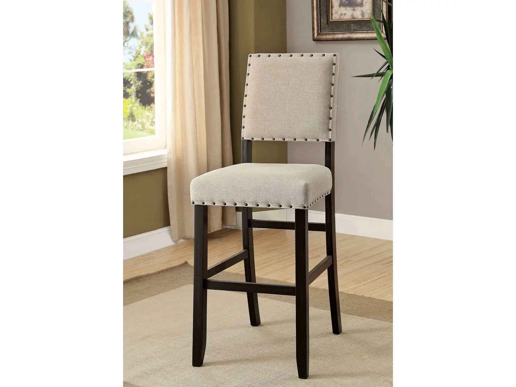 Sania Antique Black & Beige Bar Chair (Set of 2)