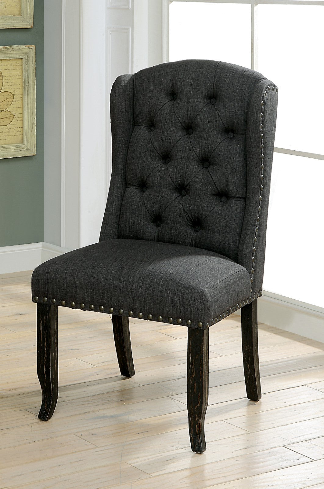 Sania Antique Black, Gray 9 Pc. Dining Room Set