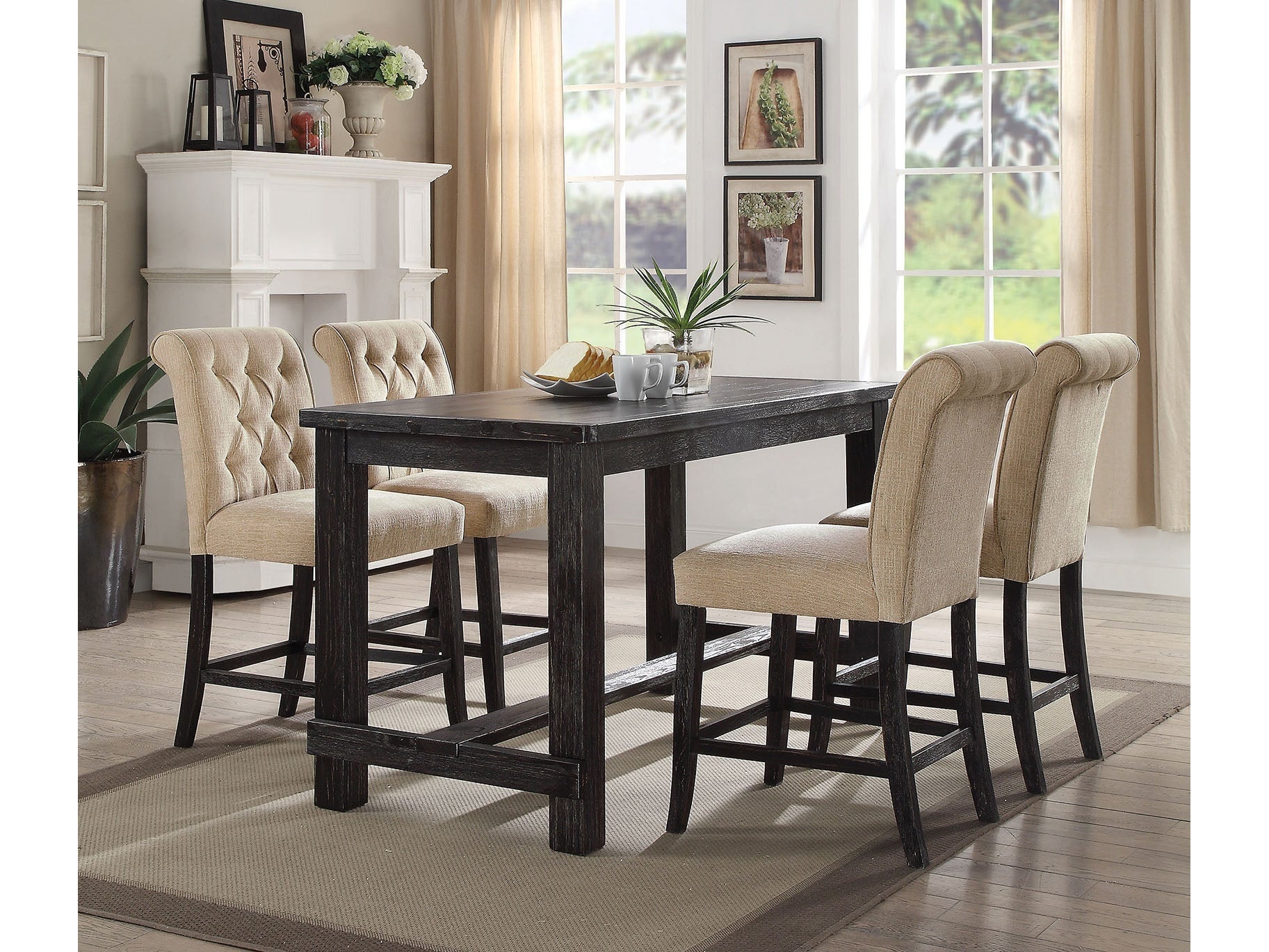 Sania Antique Black/Ivory 5 Pc. Counter Height Table Set