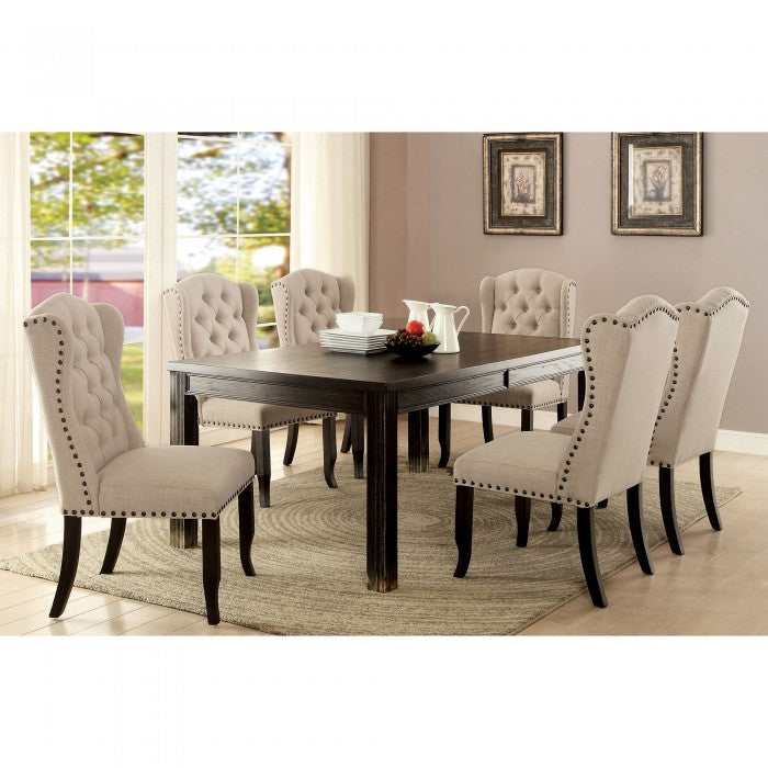 Sania I Beige & Antique Black Side Chair (Set of 2)
