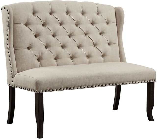 Sania III Antique Black & Beige 2 Seater Dining Bench