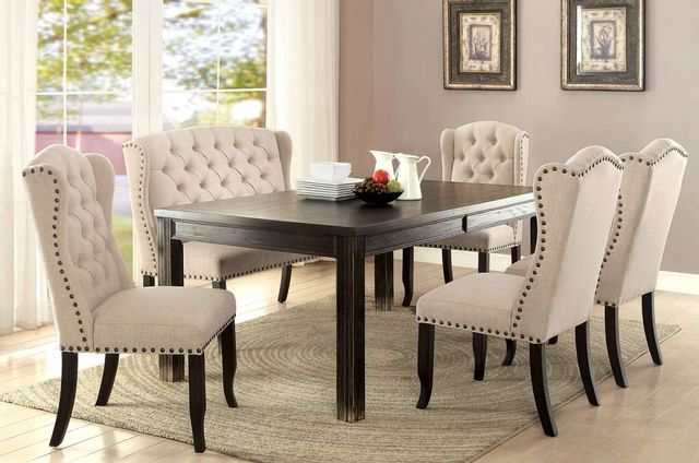 Sania III Antique Black & Beige 2 Seater Dining Bench
