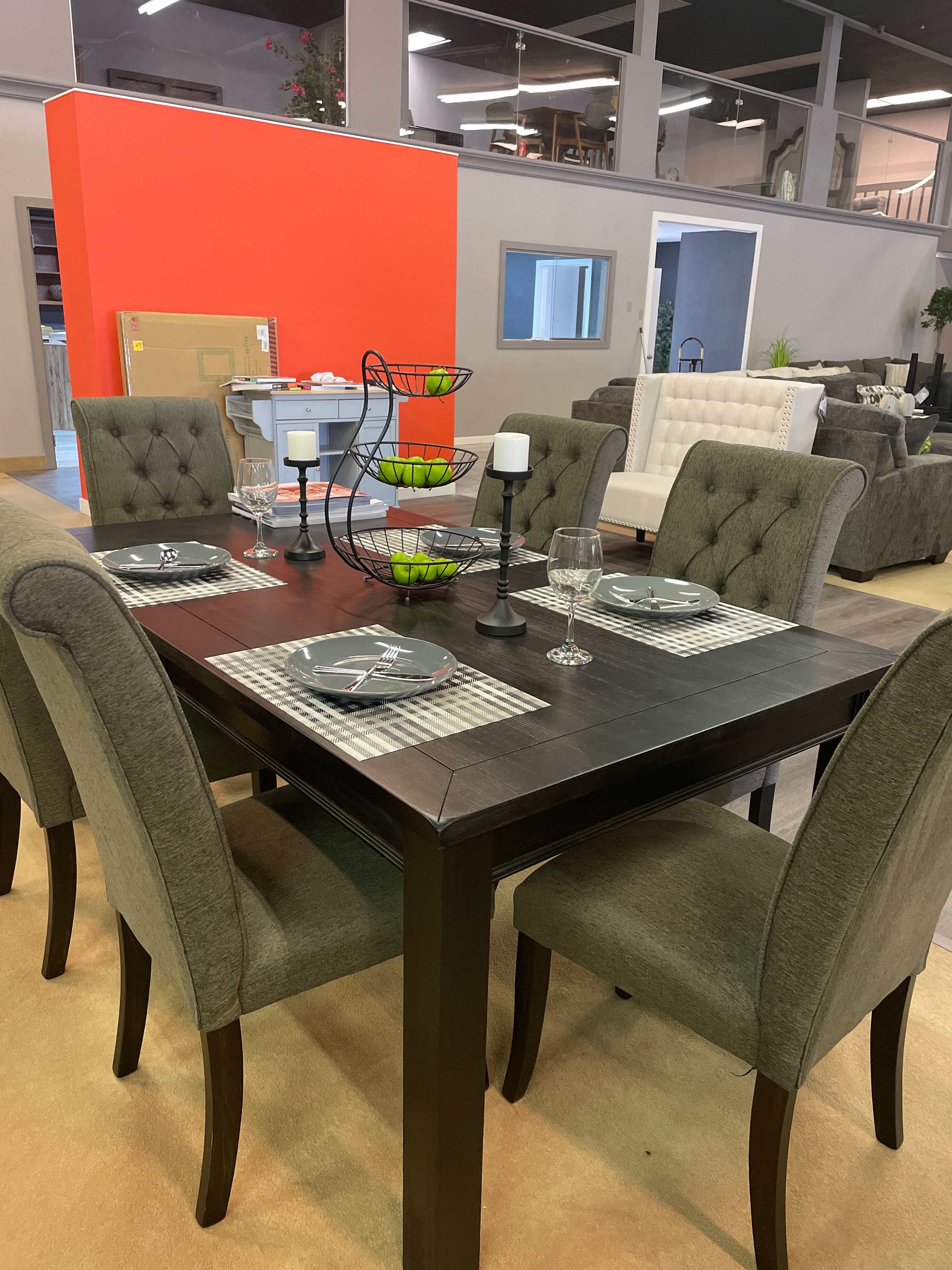 Sania III Black & Gray Dining Room Set / 7pc