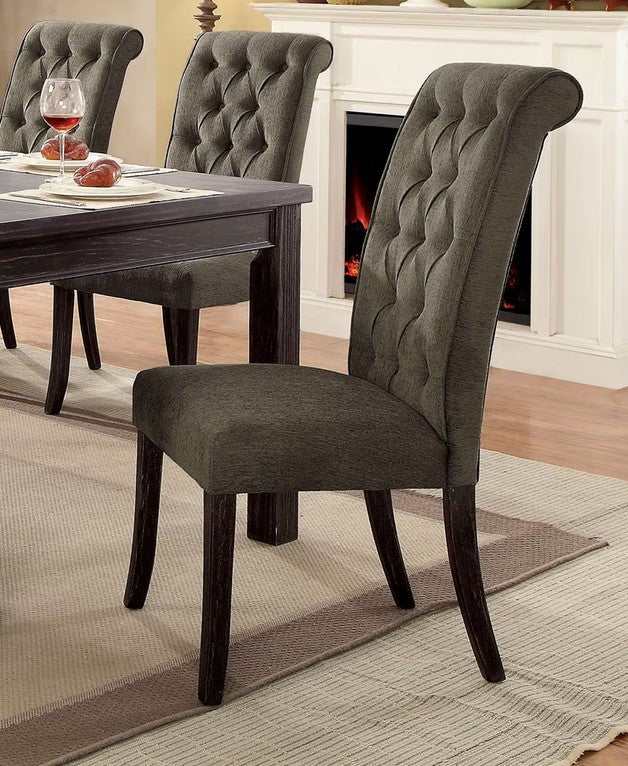 Sania III Black & Gray Dining Room Set / 7pc