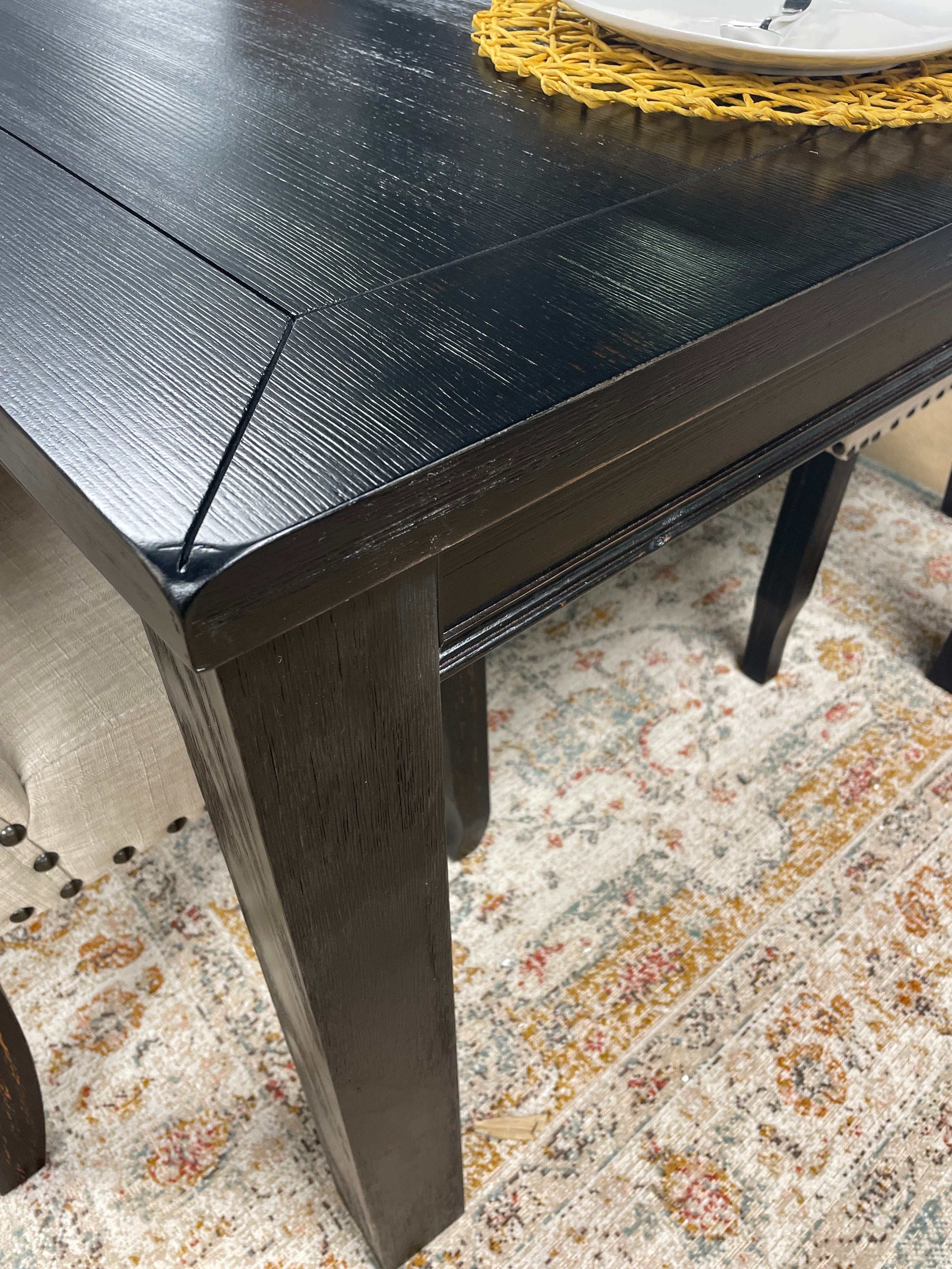 Sania III Black Rectangular Dining Table w/ 18" Leaf