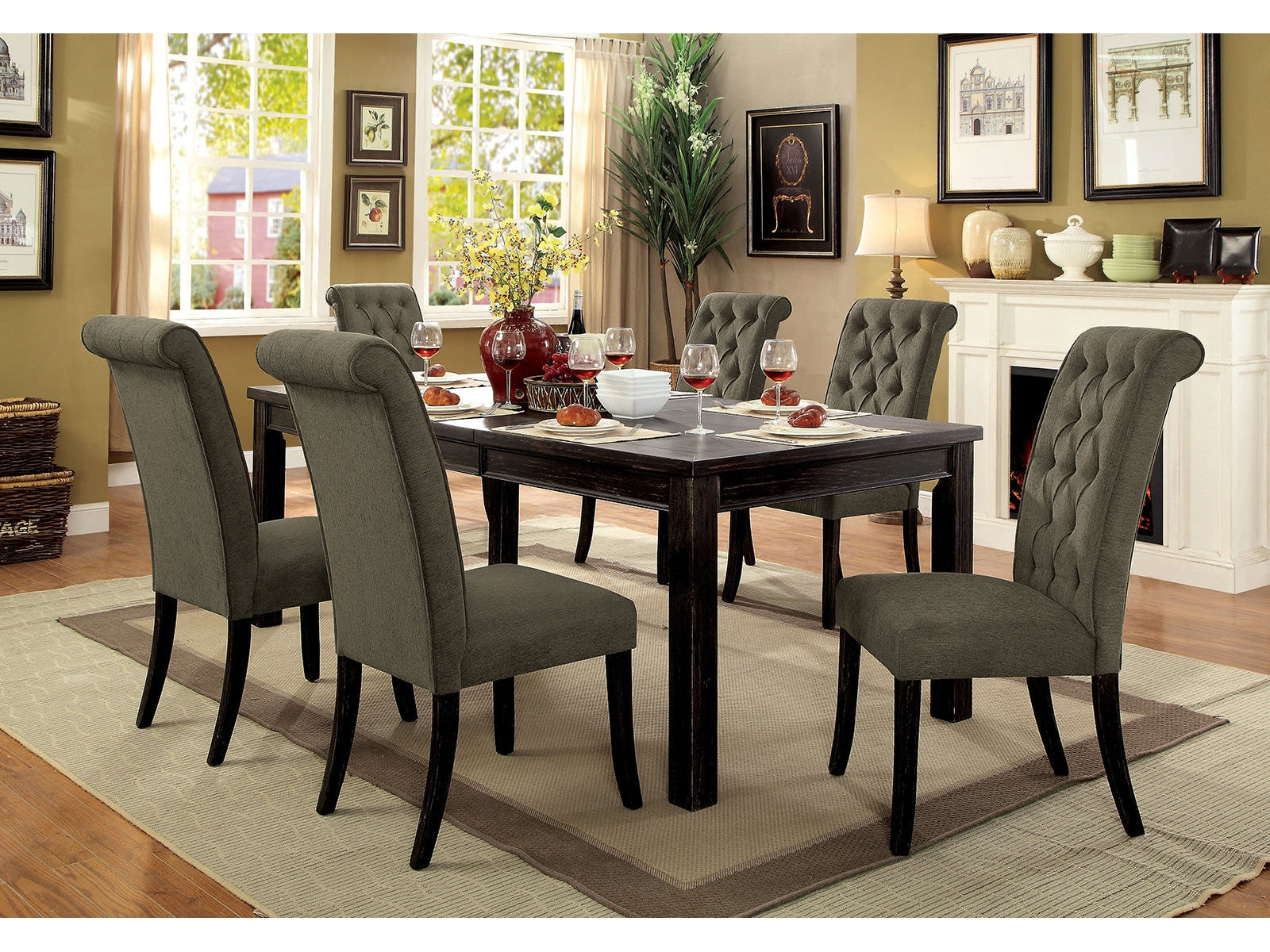 Sania Iii Antique Black/ Gray Dining Set