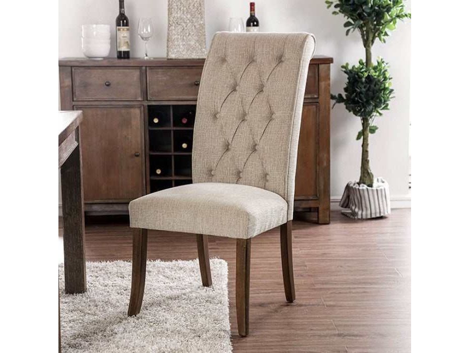 Sania Rustic Oak & Beige Dining Chair (Set of 2)