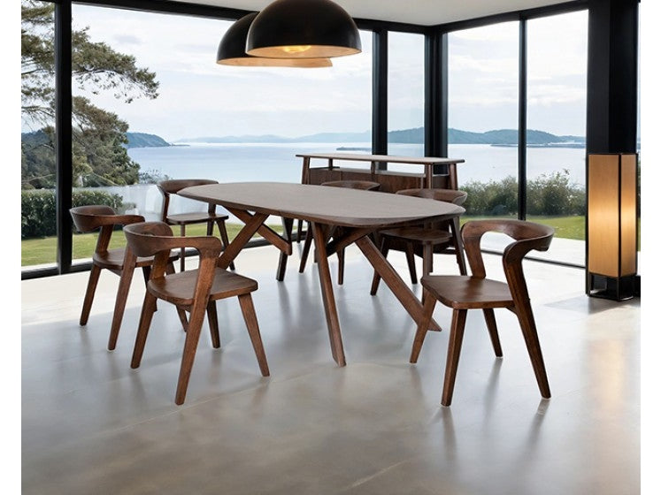 Sargans Rich Walnut 7 Piece Dining Set
