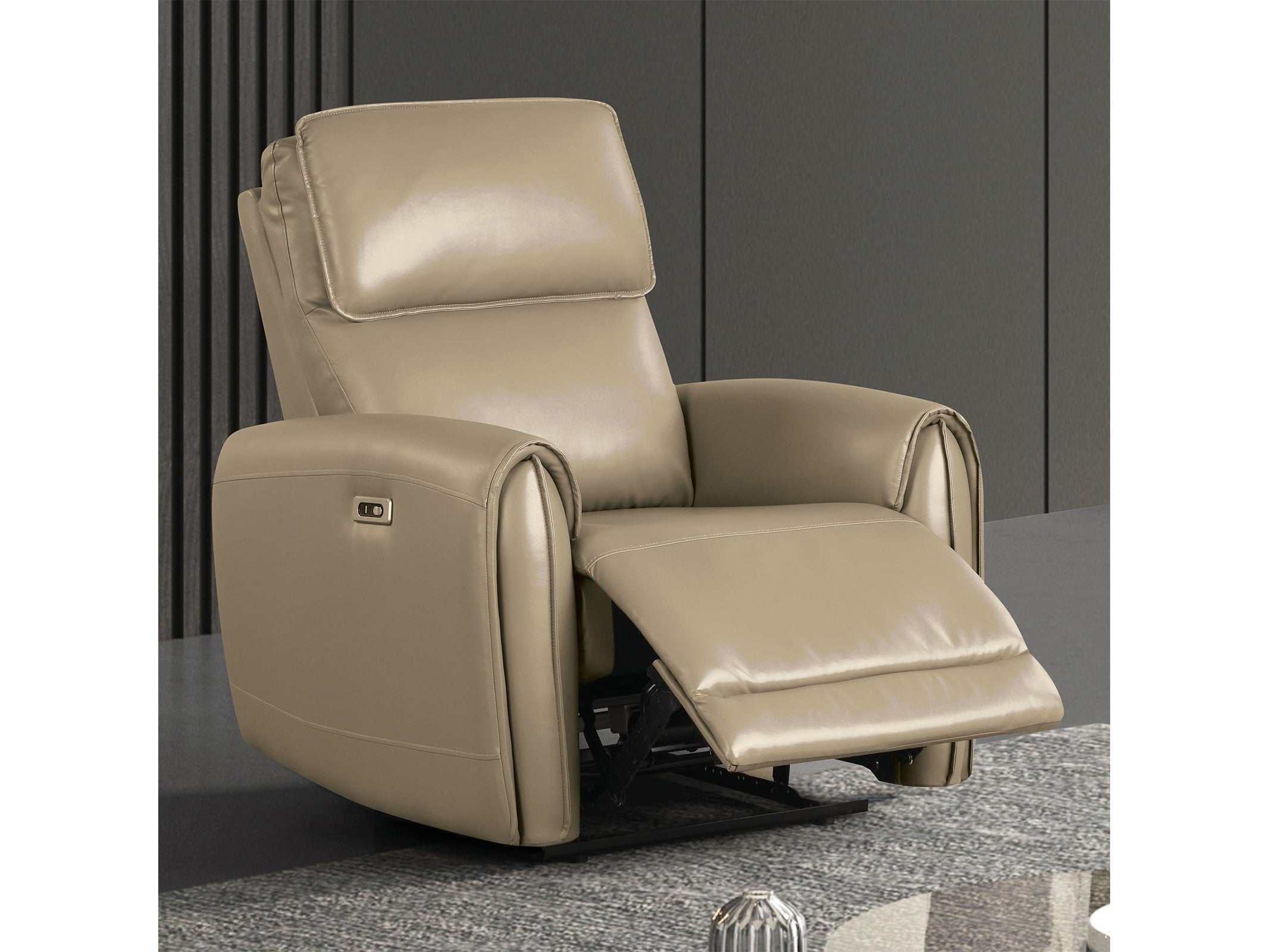 Schlieren Beige Leatherette Power Recliner