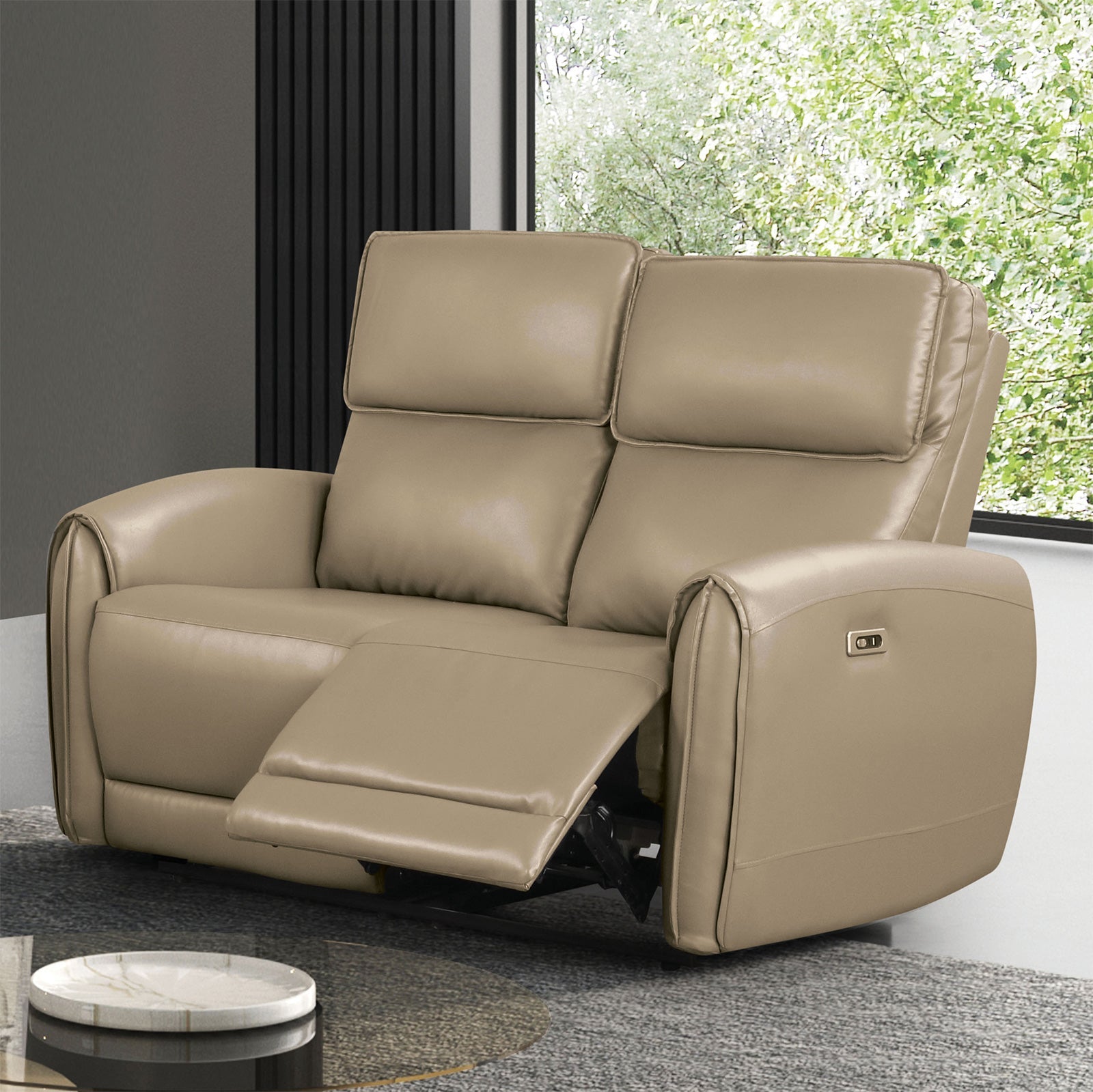 Schlieren Beige Leatherette Reclining Living Room Set