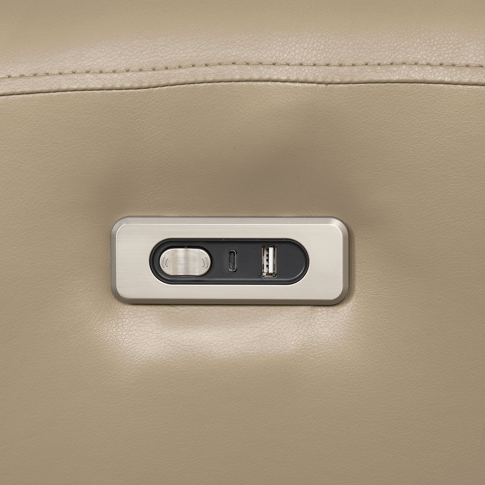 Schlieren Beige Leatherette Reclining Loveseat