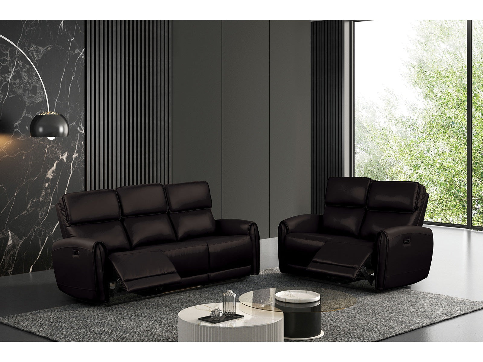 Schlieren Black Leatherette Reclining Living Room Set