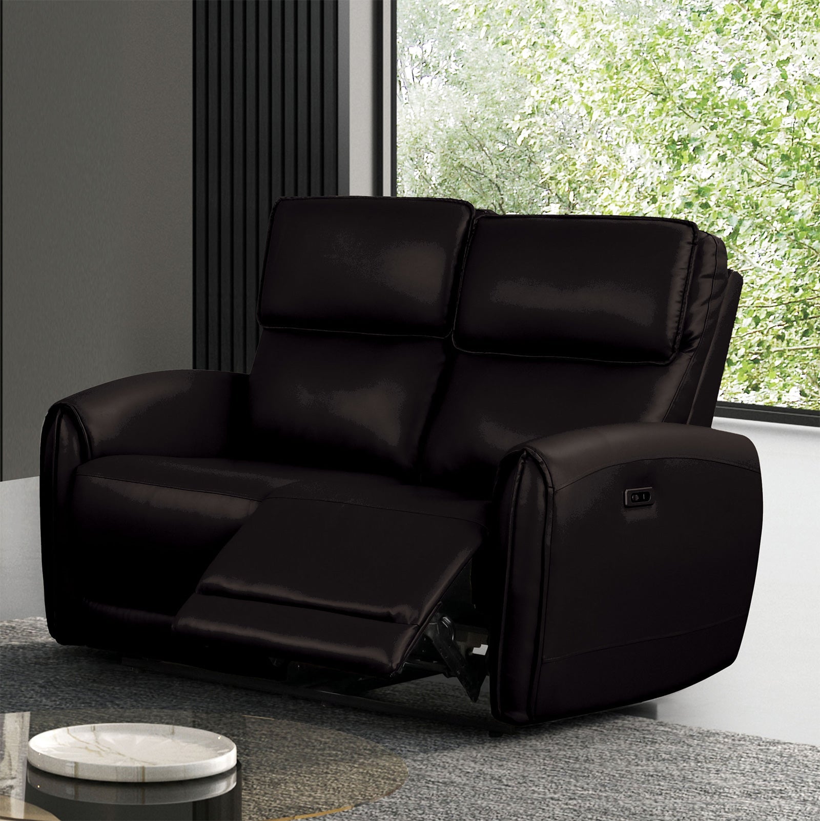 Schlieren Black Leatherette Reclining Living Room Set