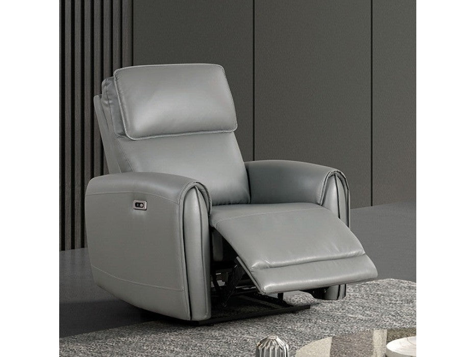 Schlieren Gray Leatherette Power Recliner