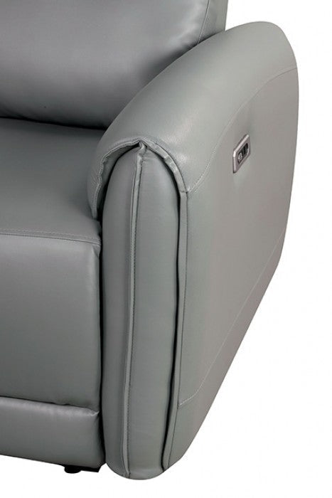 Schlieren Gray Leatherette Power Recliner