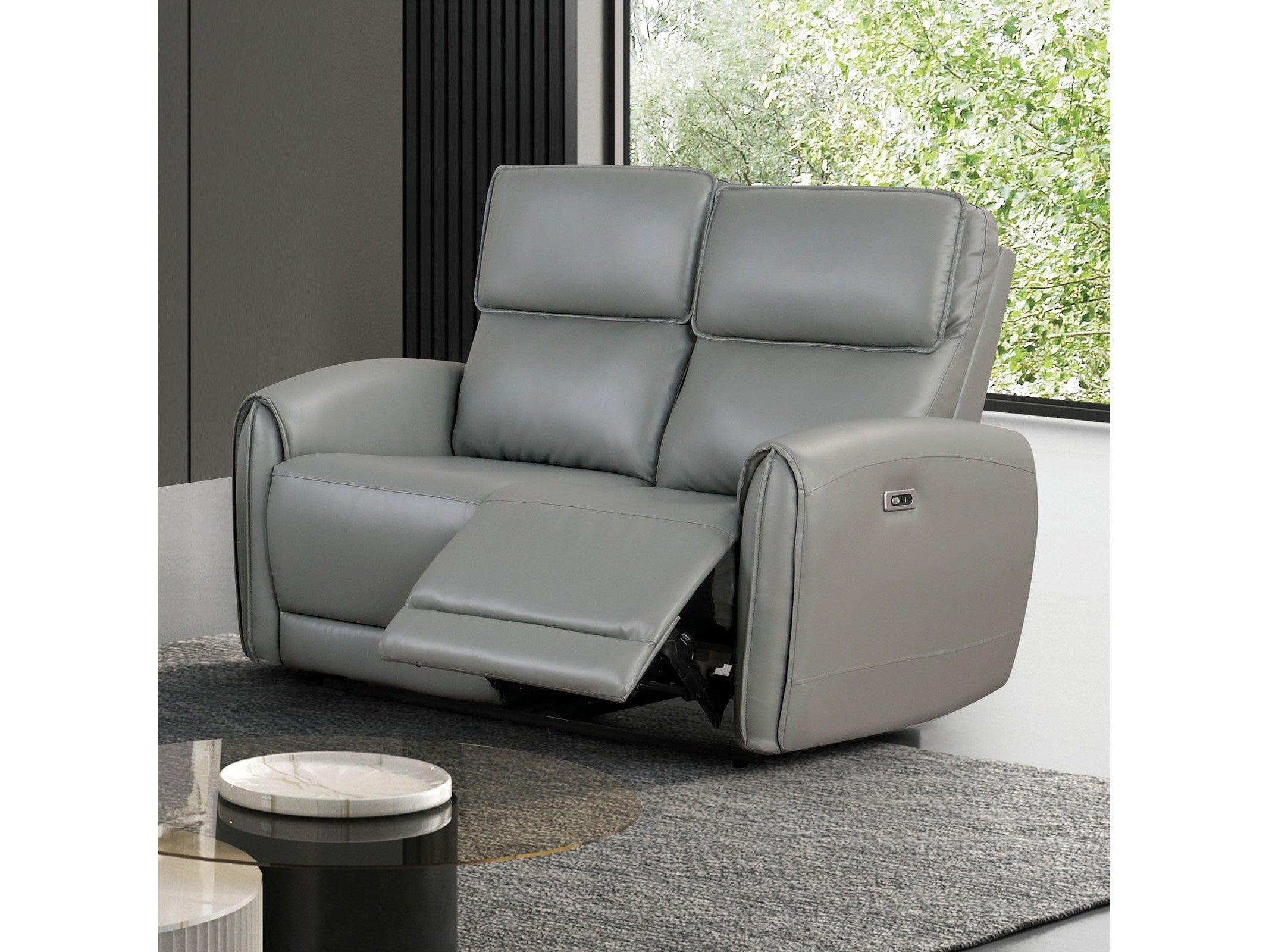 Schlieren Gray Leatherette Reclining Loveseat