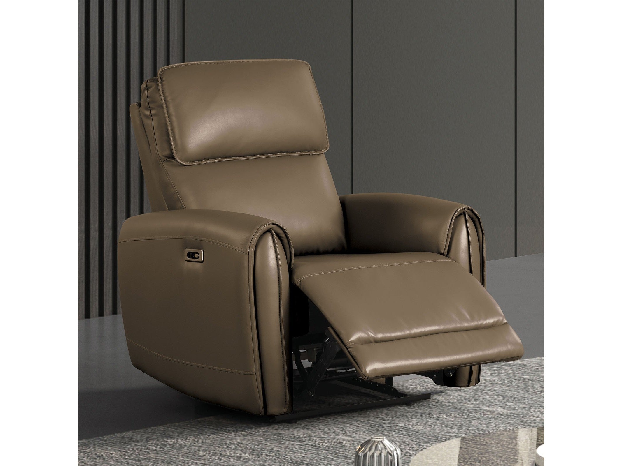 Schlieren Light Brown Leatherette Power Recliner