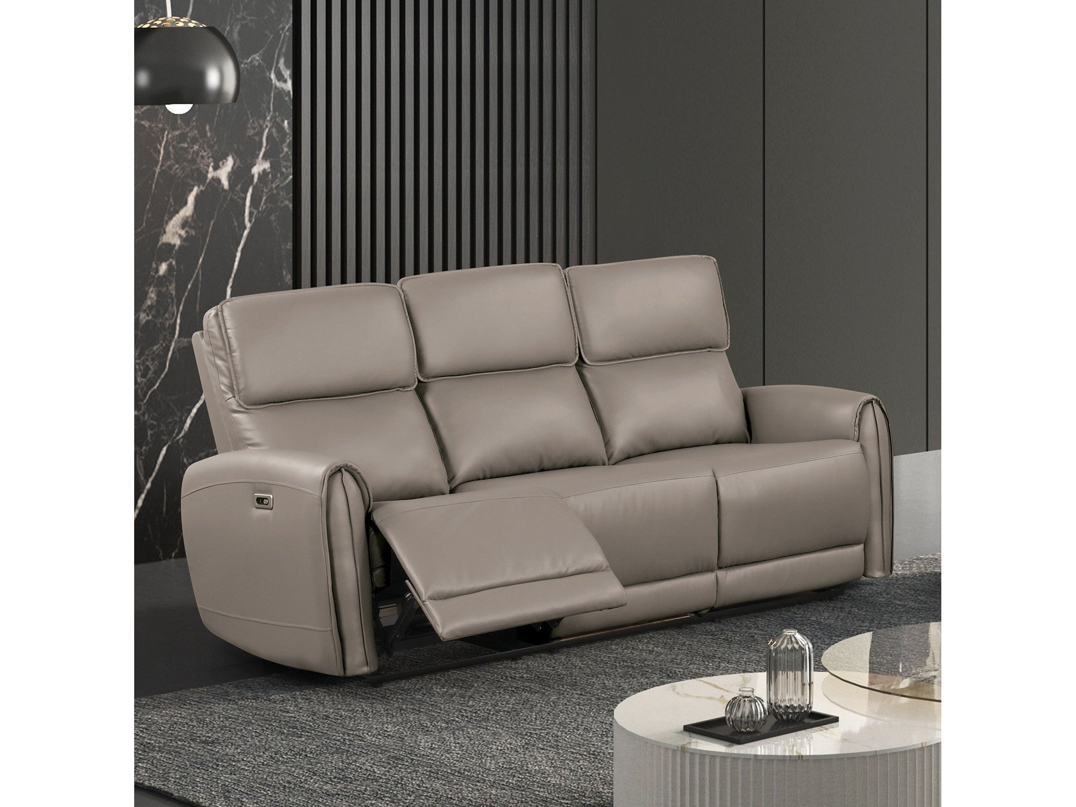 Schlieren Light Brown Leatherette  Reclining Living Room Set