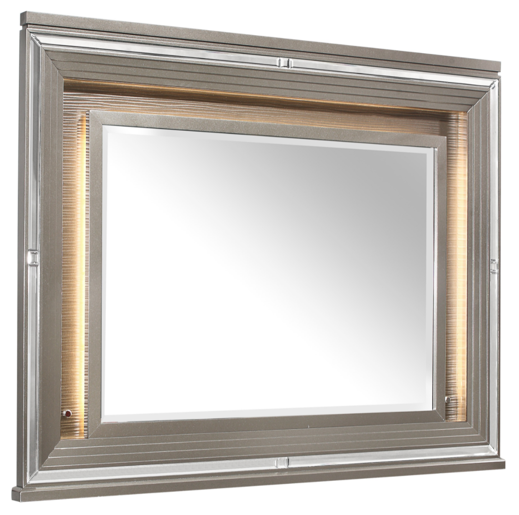 Tamsin Silver-Grey Metallic Mirror w/ LED Light