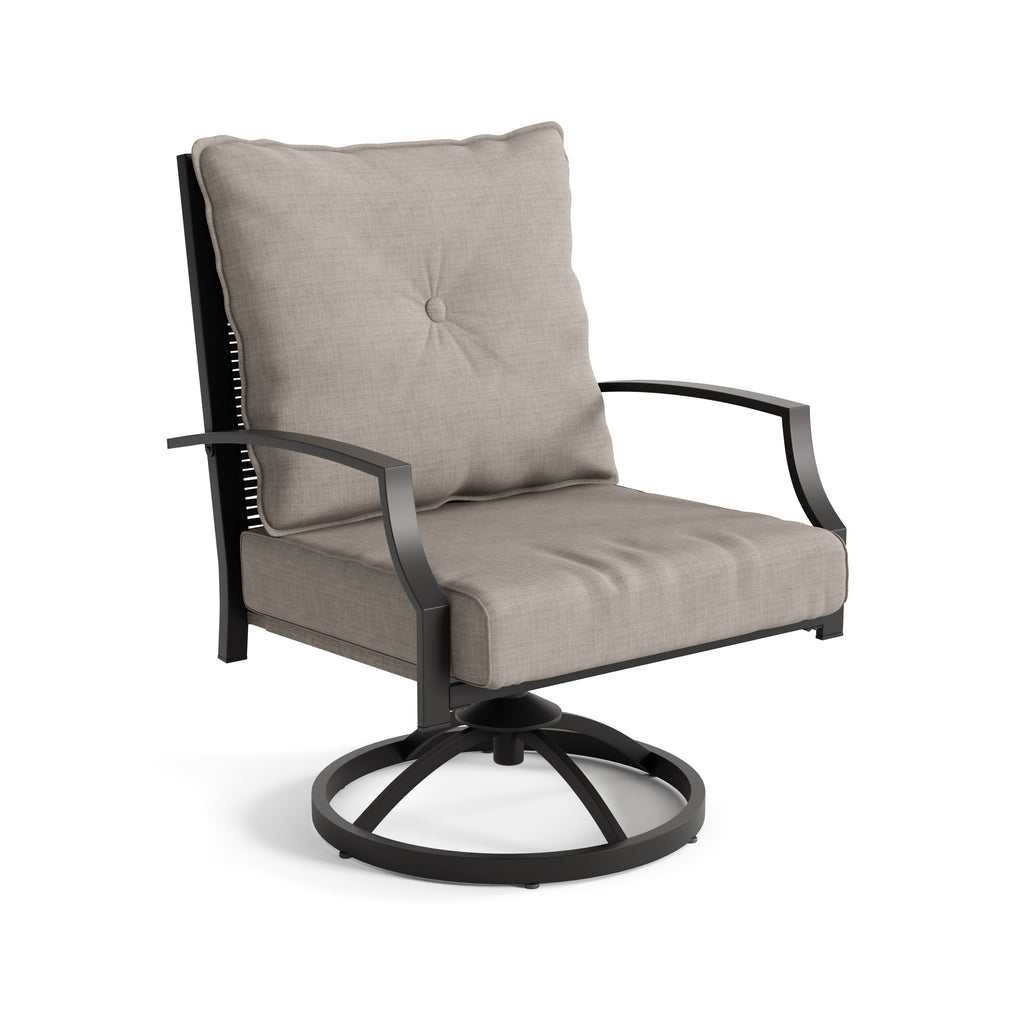 Segovia Black & Gray Outdoor Dining Set w/ Fire Pit / 5pc