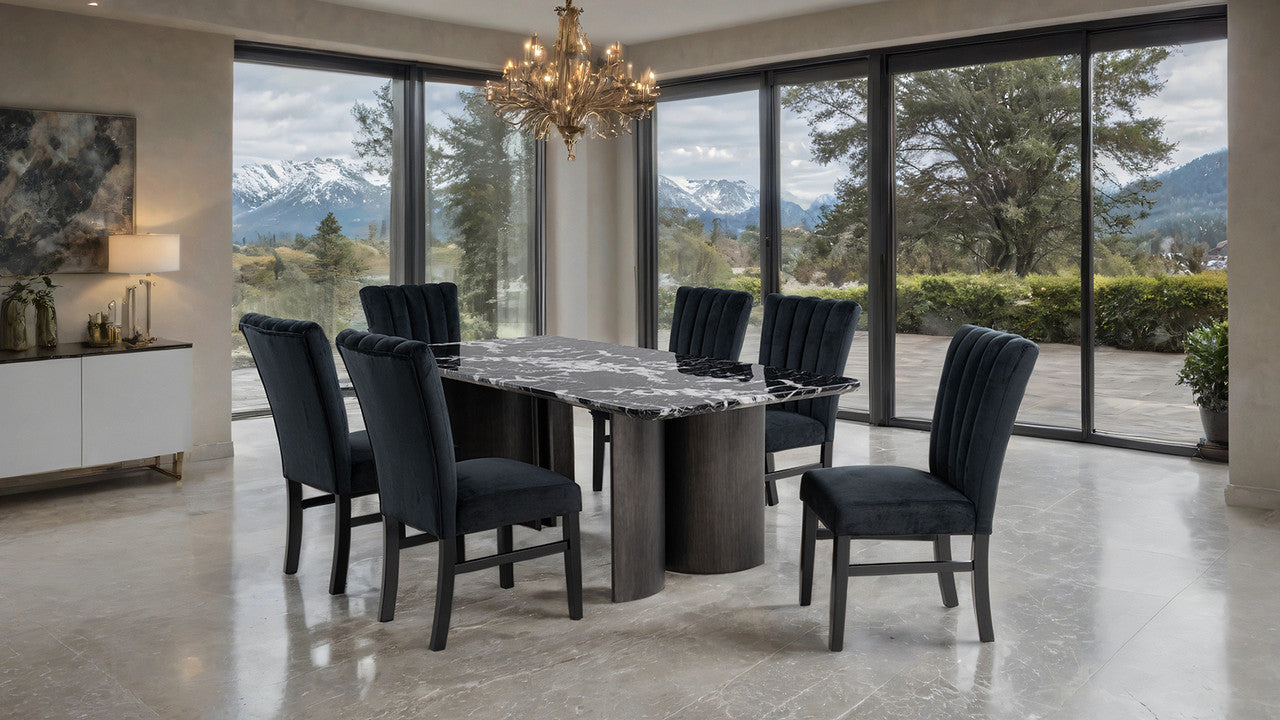 Selsey Black 7 Pc. Dining Table Set w/ Black Chair