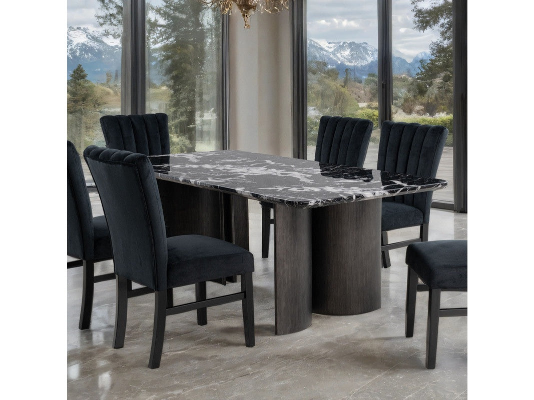 Selsey Black Dining Table (Black Stone Top)