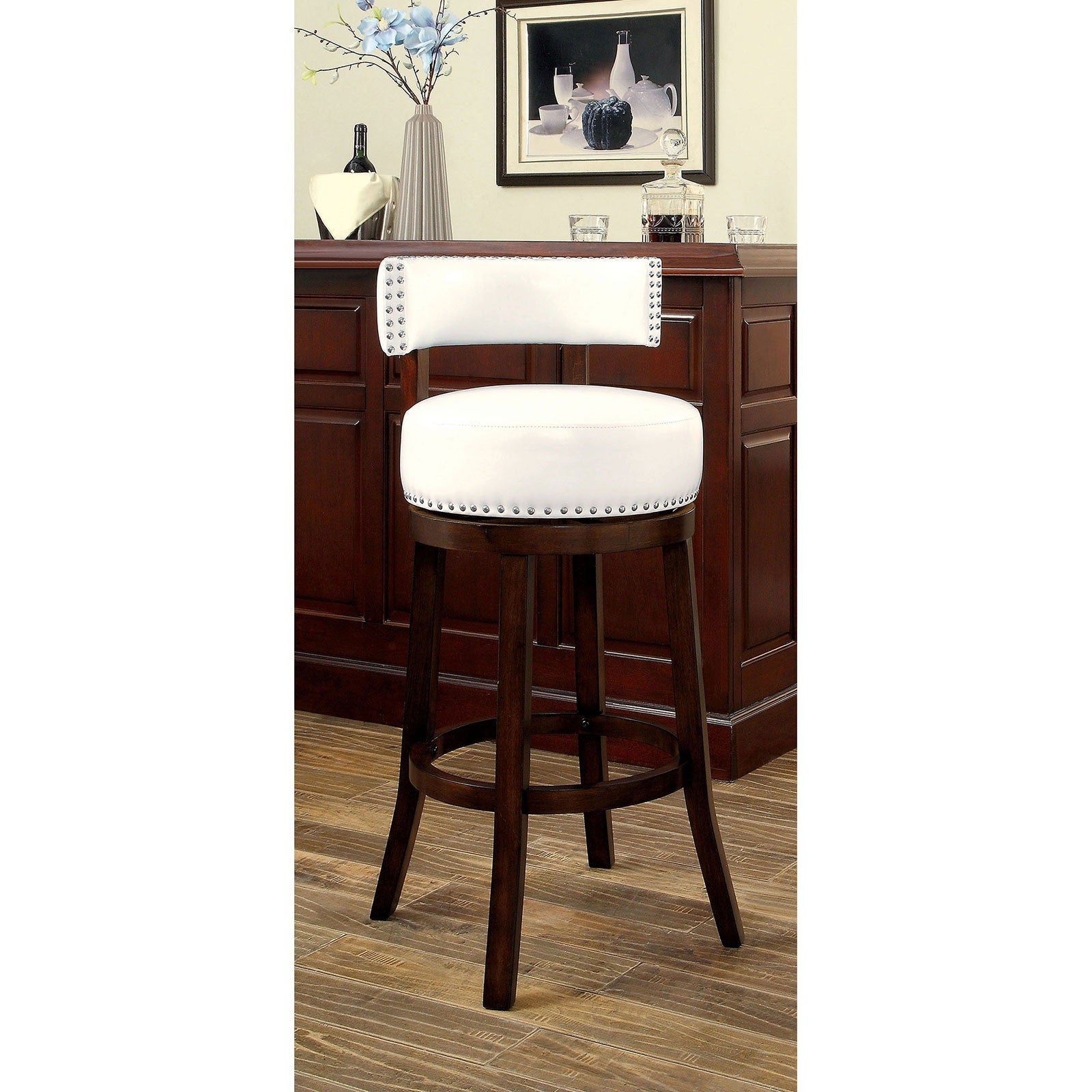 Shirley Dark Oak/White 24" Bar Stool