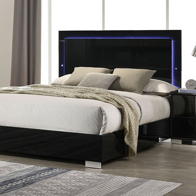 Sinistra Black Queen 5 Piece Bedroom Set w/2 Nightstands