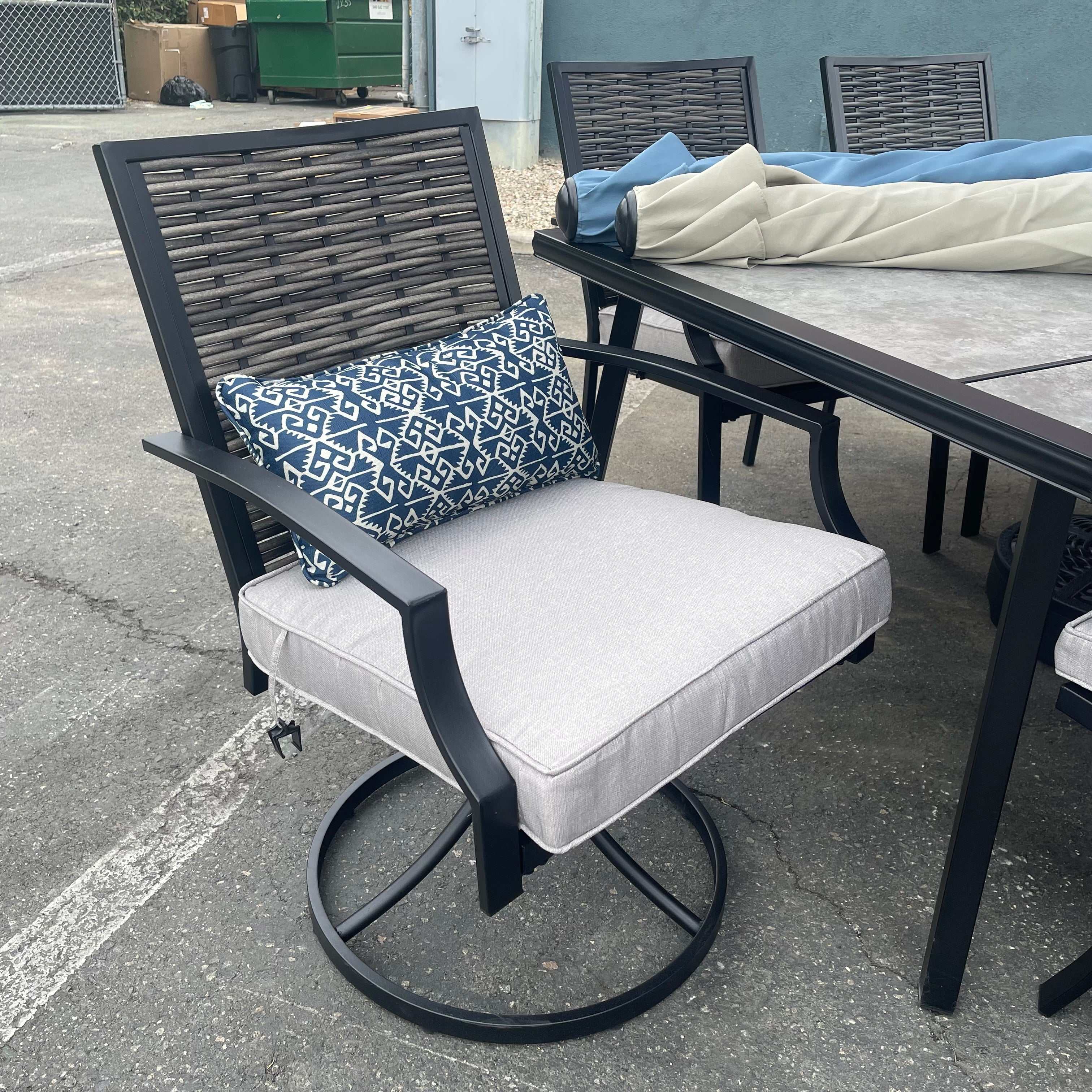 Sintra Black & Gray Outdoor Swivel Armchair (Set of 2)