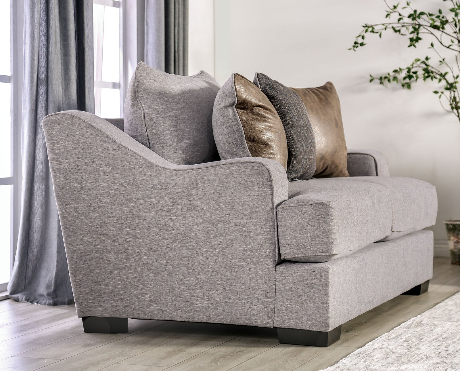 Skyline Light Gray/Brown Loveseat