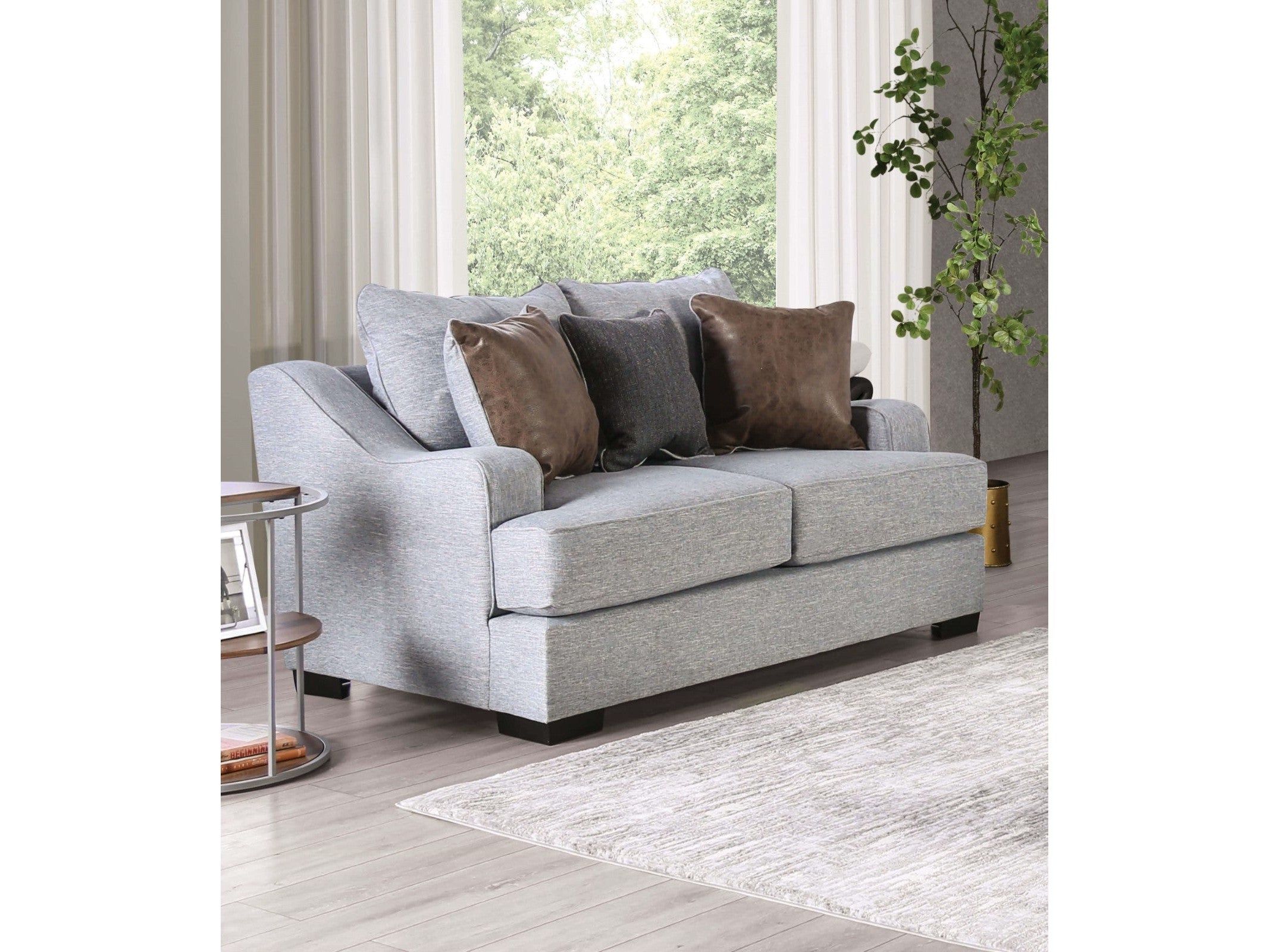 Skyline Light Gray/Brown Loveseat