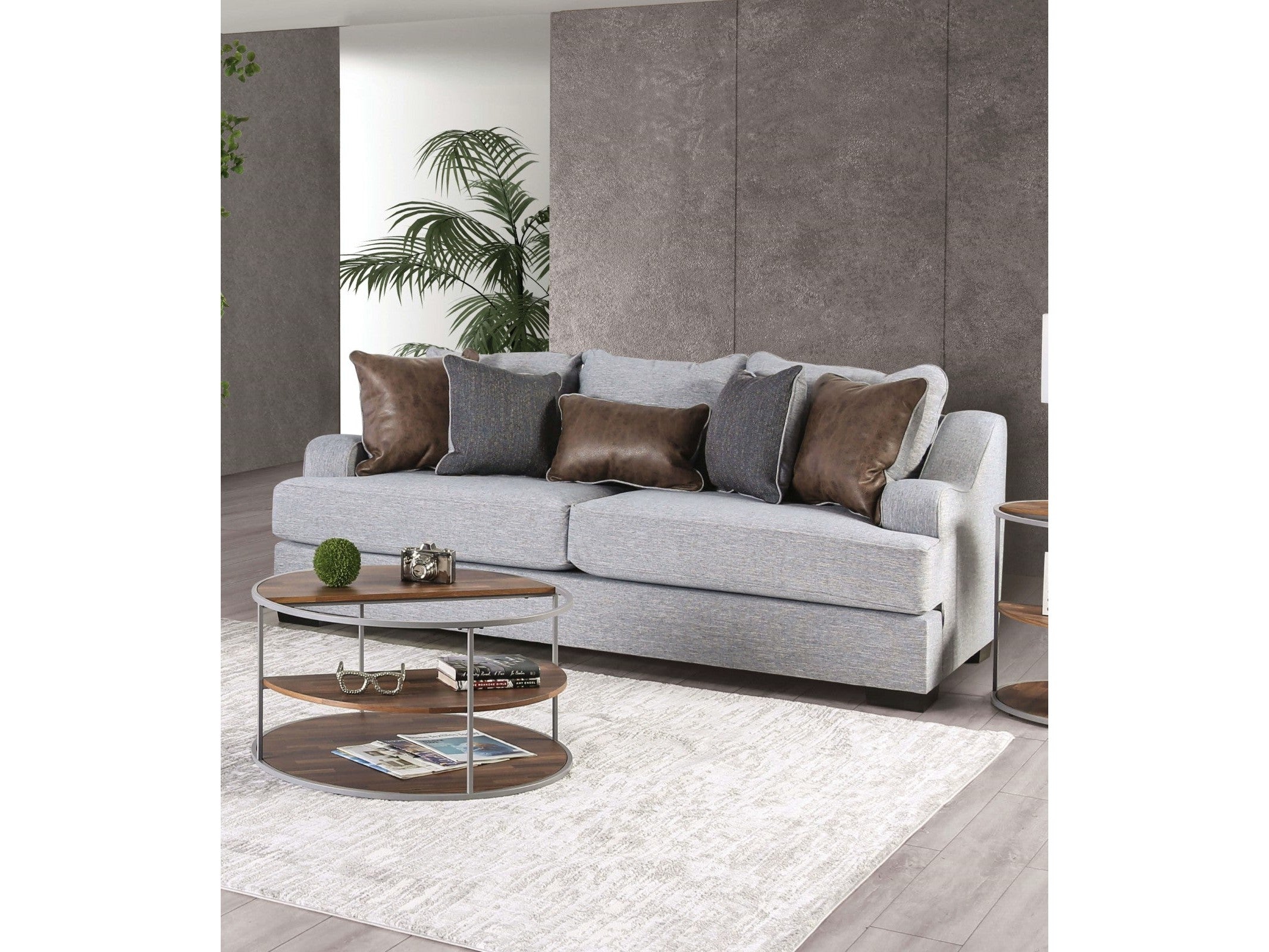Skyline Light Gray/Brown Sofa