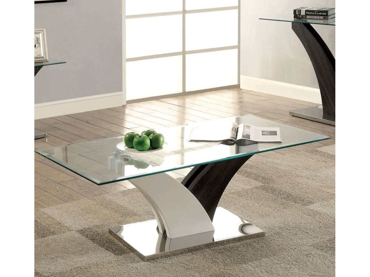 Sloane - White/Dark Gray & Chrome Coffee Table