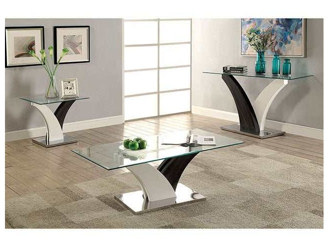 Sloane White/Dark Gray/Chrome End Table