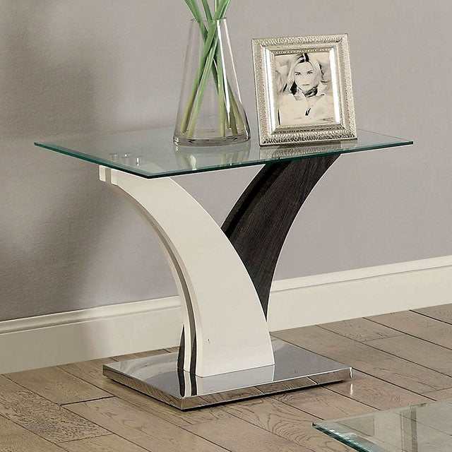 Sloane White/Dark Gray/Chrome End Table