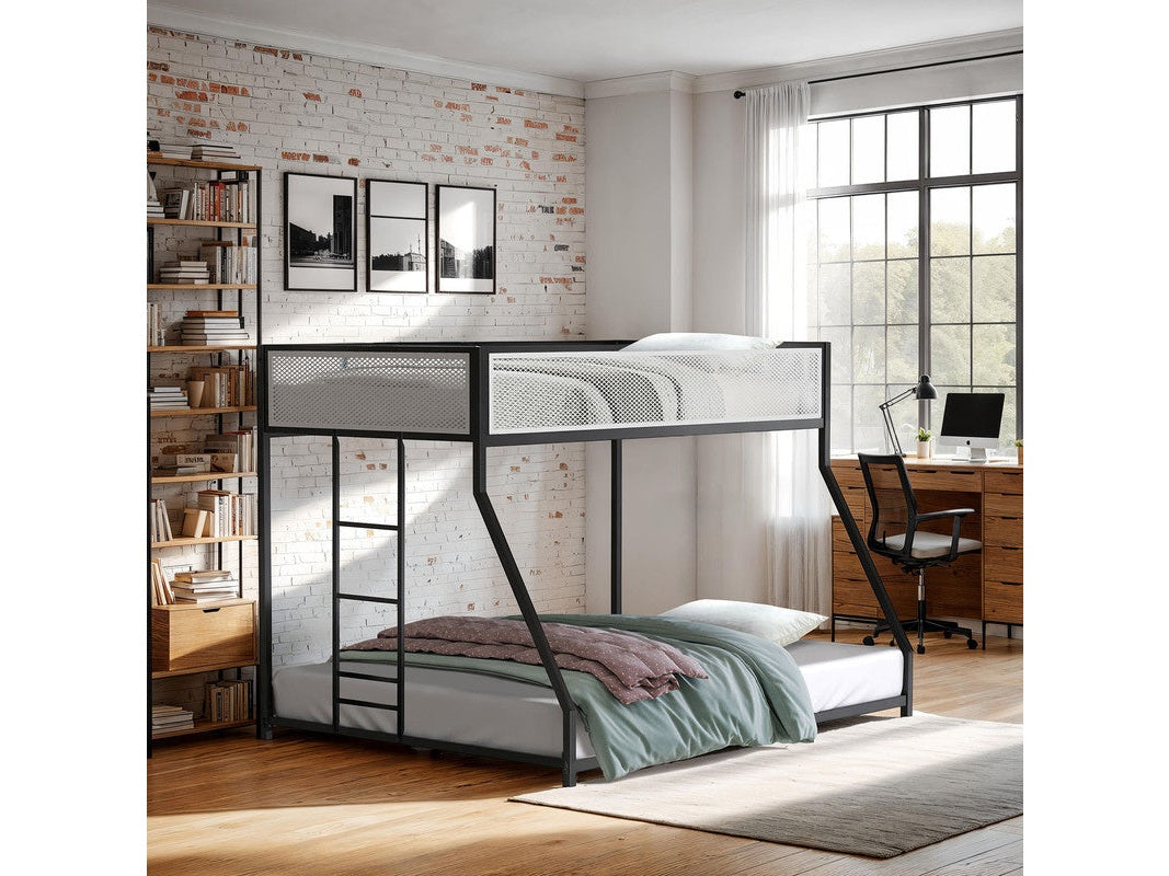 Southall Matte Black/Matte White Twin/Full Metal Bunk Bed