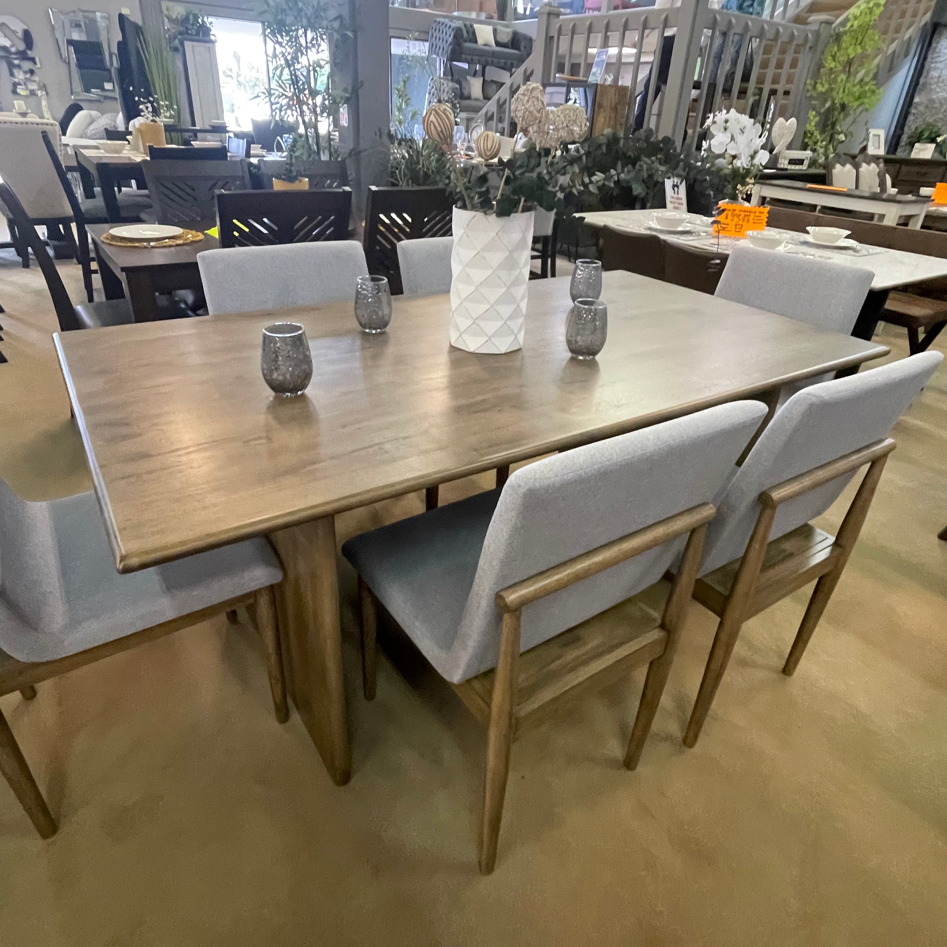 St Gallen Natural Tone & Light Gray Dining Table