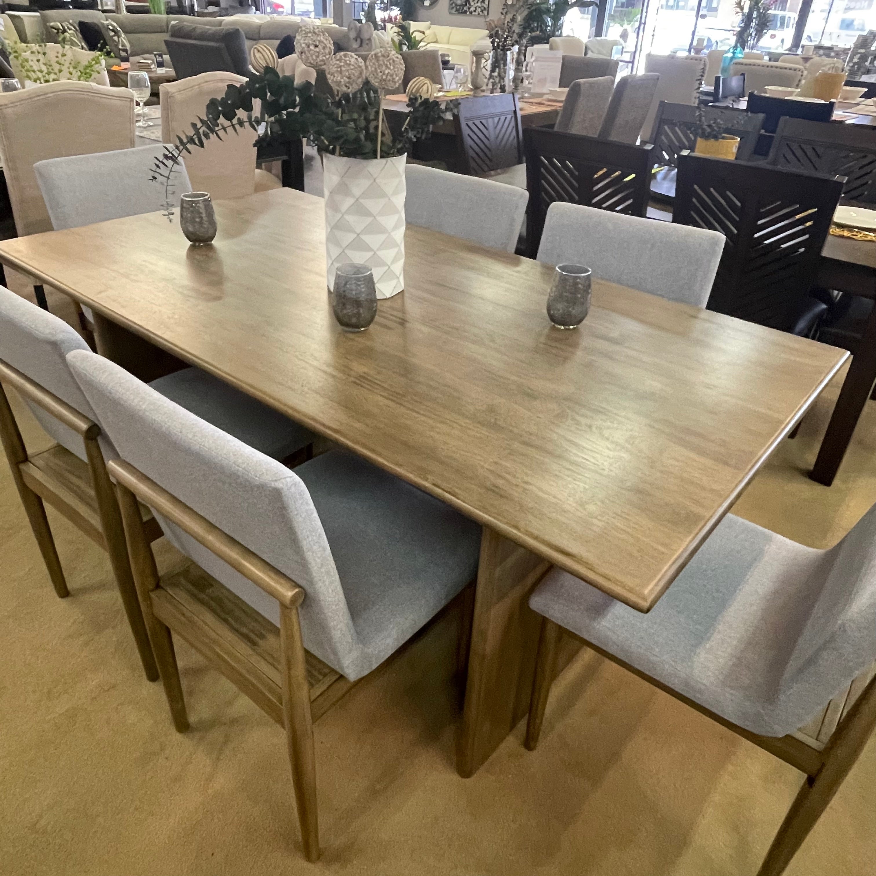 St Gallen Natural Tone & Light Gray Dining Table