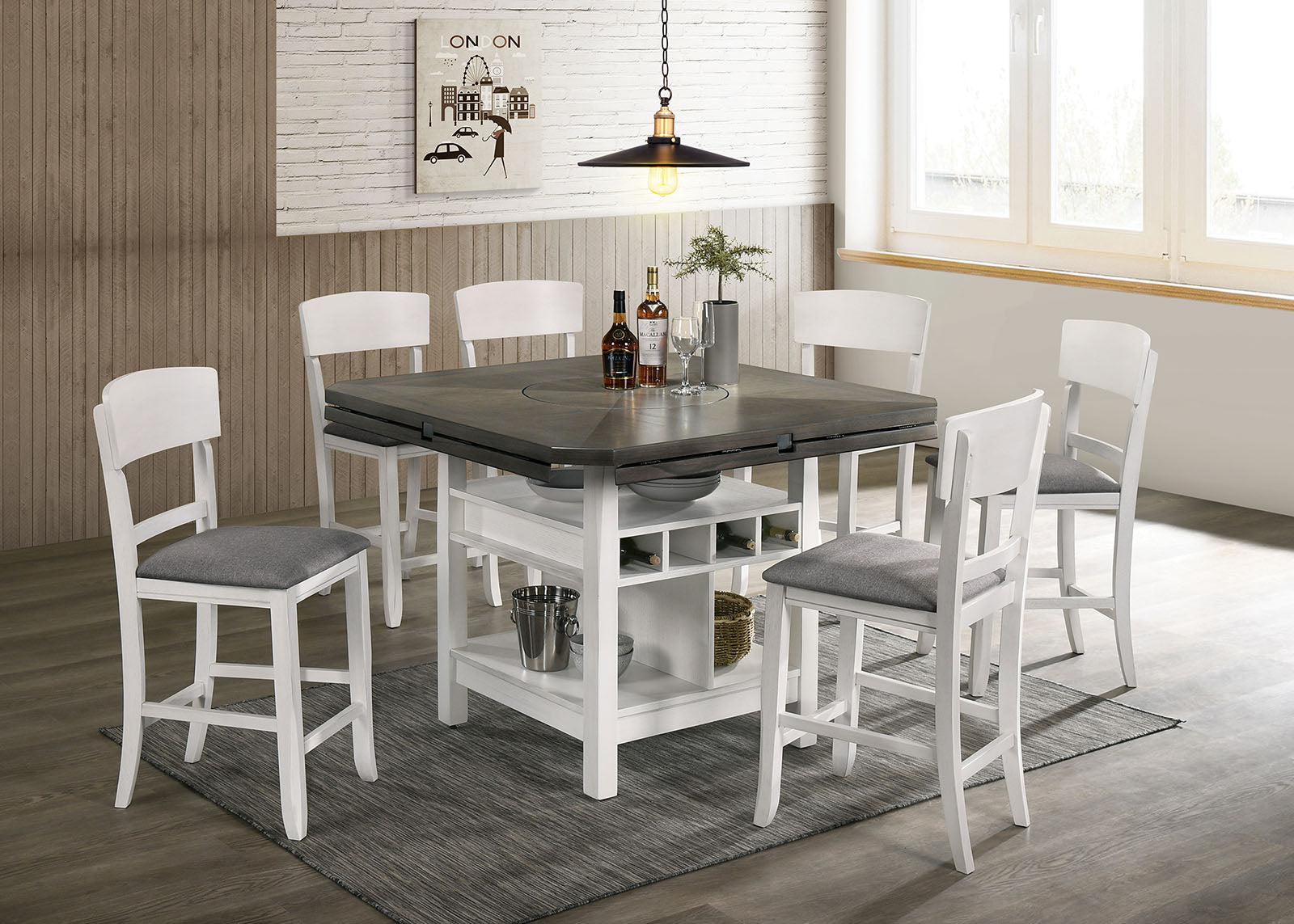 Stacie White/Gray 7 PC. Dining Room Set