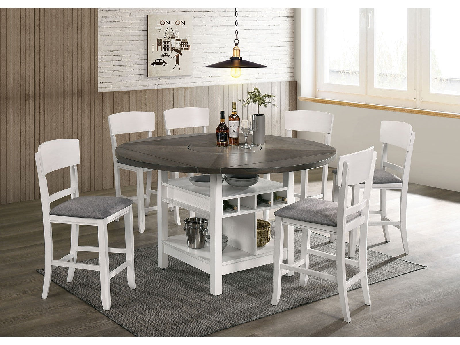 Stacie White/Gray 7 PC. Dining Room Set