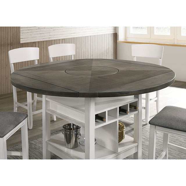 Stacie White/Gray Counter Height Round Dining Table
