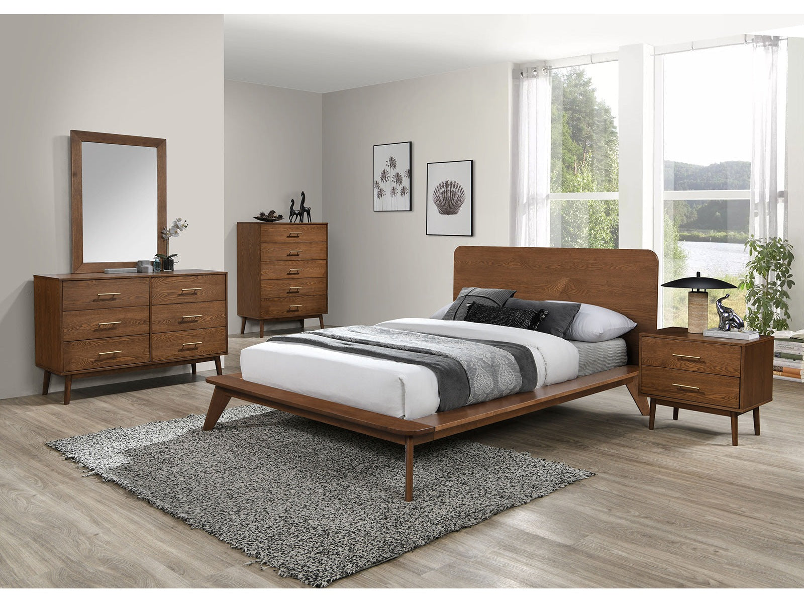 Stathelle Walnut 4 Pc. Queen Bedroom Set