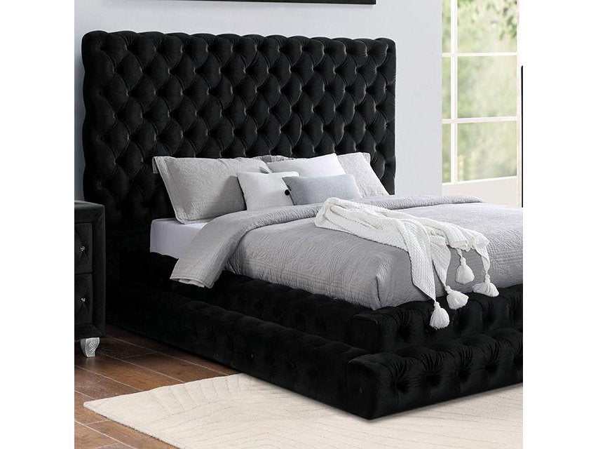 Stefania Black Queen Platform Bed