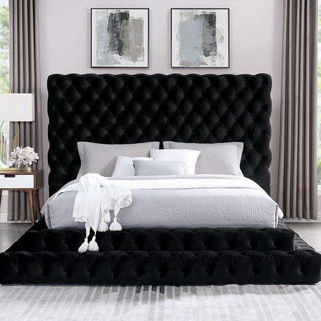 Stefania Black Queen Platform Bed
