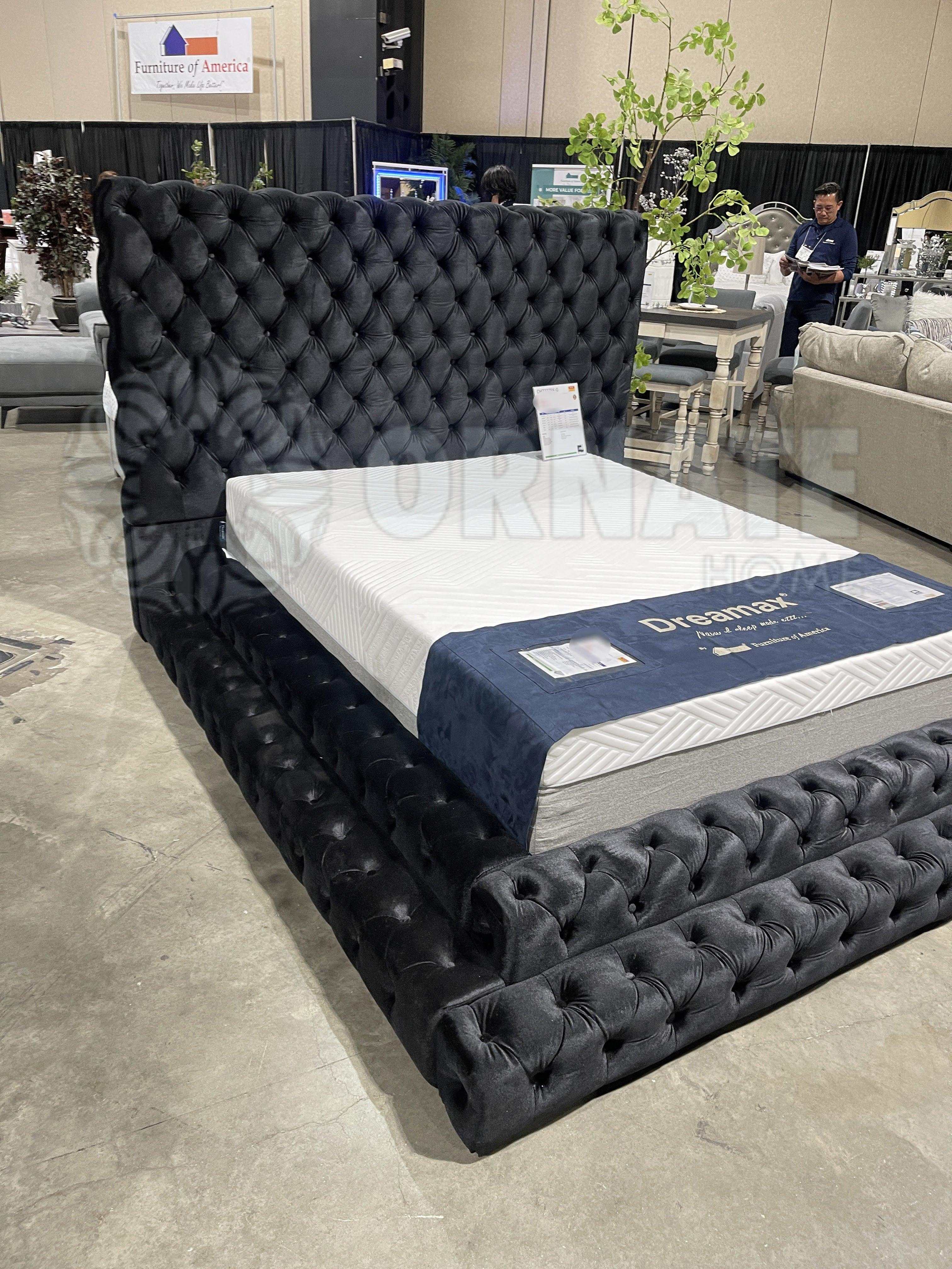 Stefania Black Queen Platform Bed