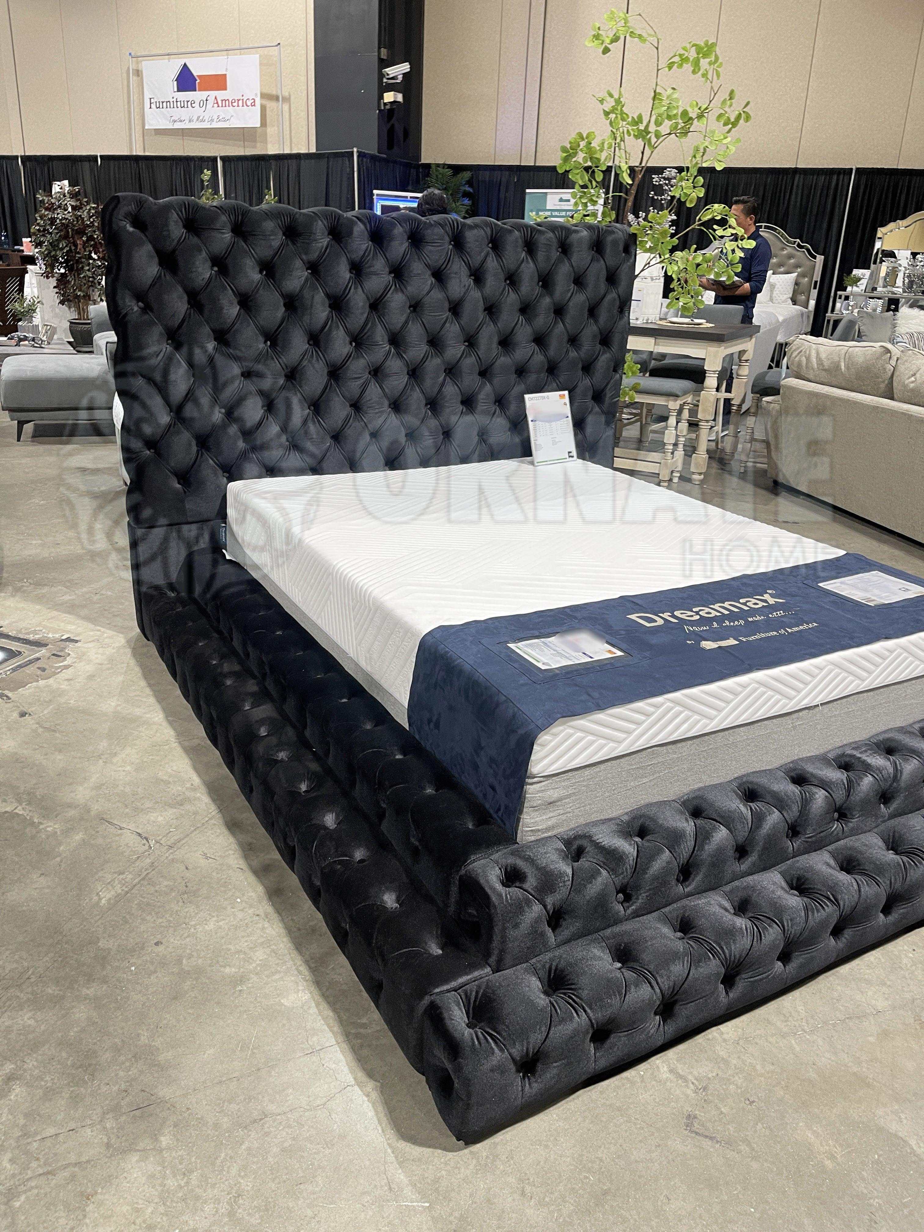 Stefania Black Queen Platform Bed