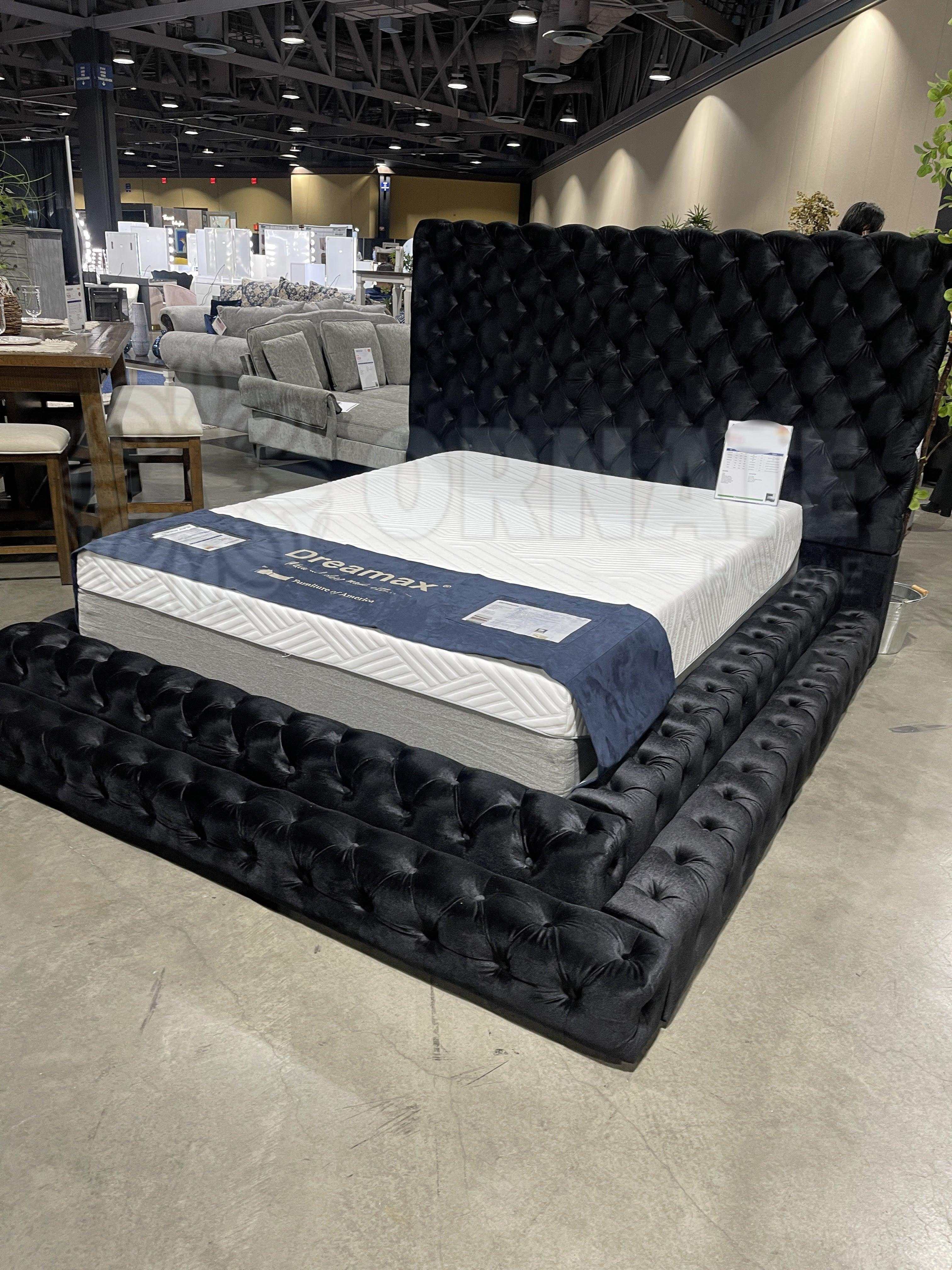Stefania Black Queen Platform Bed